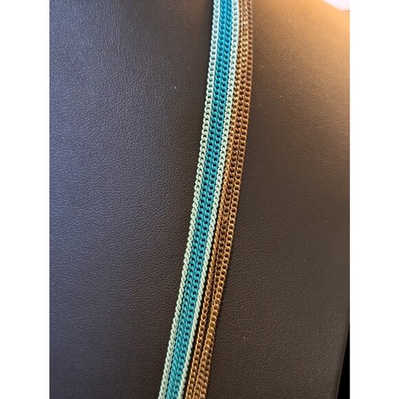 Multi-Blue & Gold Chain Knotted Tassel Long Necklace - Picture 5 of 7